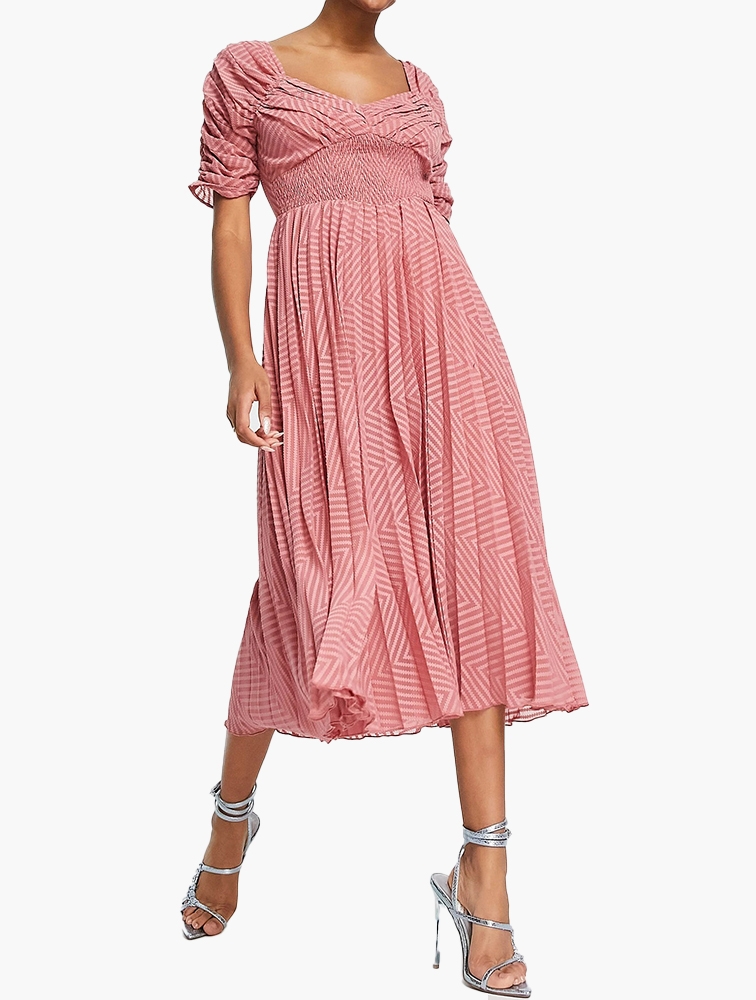 Chevron pleated best sale midi dress